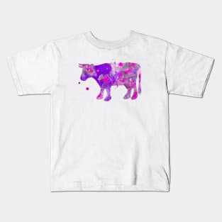 Purple Cow Watercolor Painting Kids T-Shirt